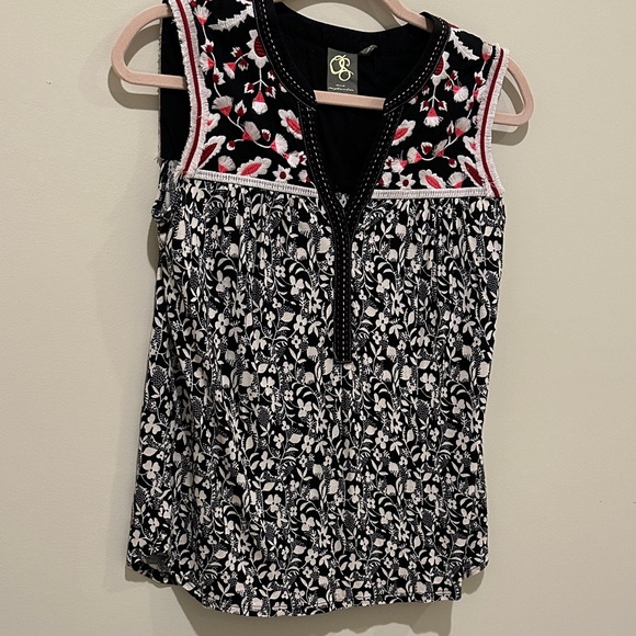 One September Tops - One September from Anthropologie - Floral Embroidered Tank